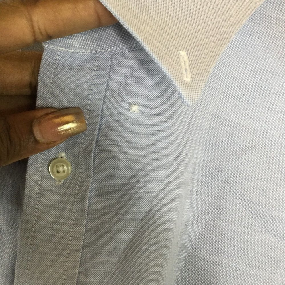 Stafford Button-Up Shirt Men 18 (36-37) Blue Chambray Regular Fit Long Sleeve - Picture 5 of 11